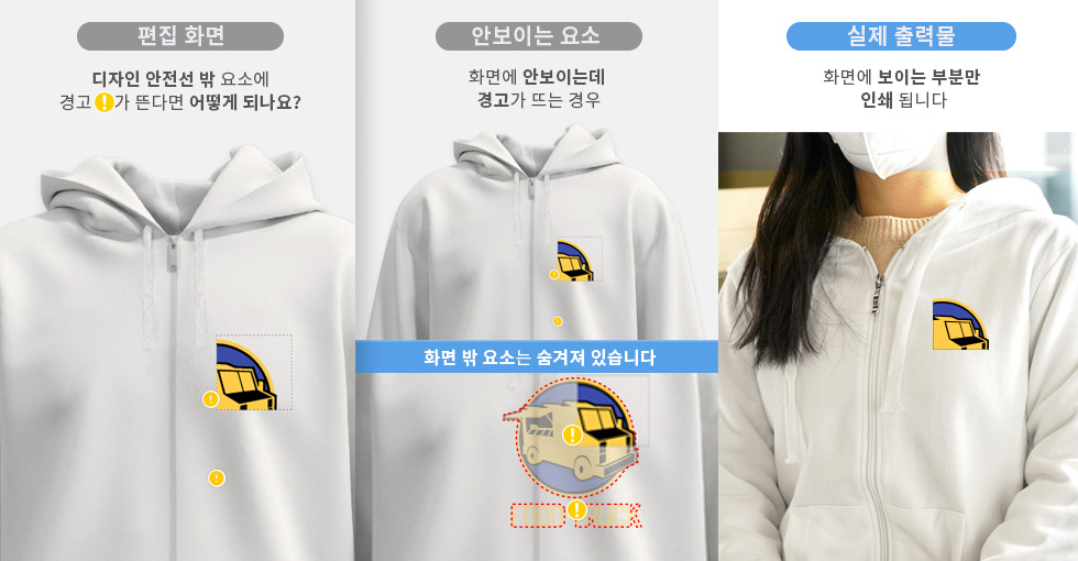 후드집업 앞면 열전사 풀컬러 인쇄 예시